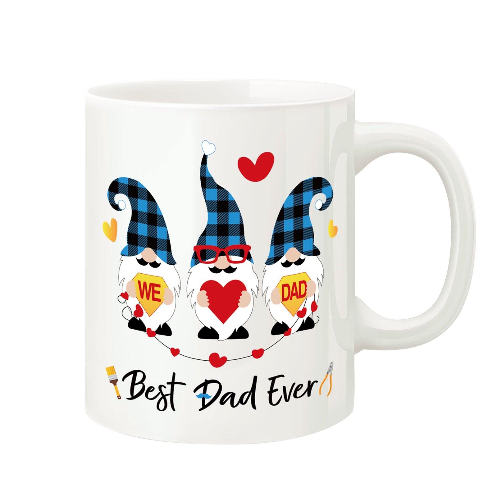 015f5bd6.jpg White mug with three blue gnomes and Best Dad Ever