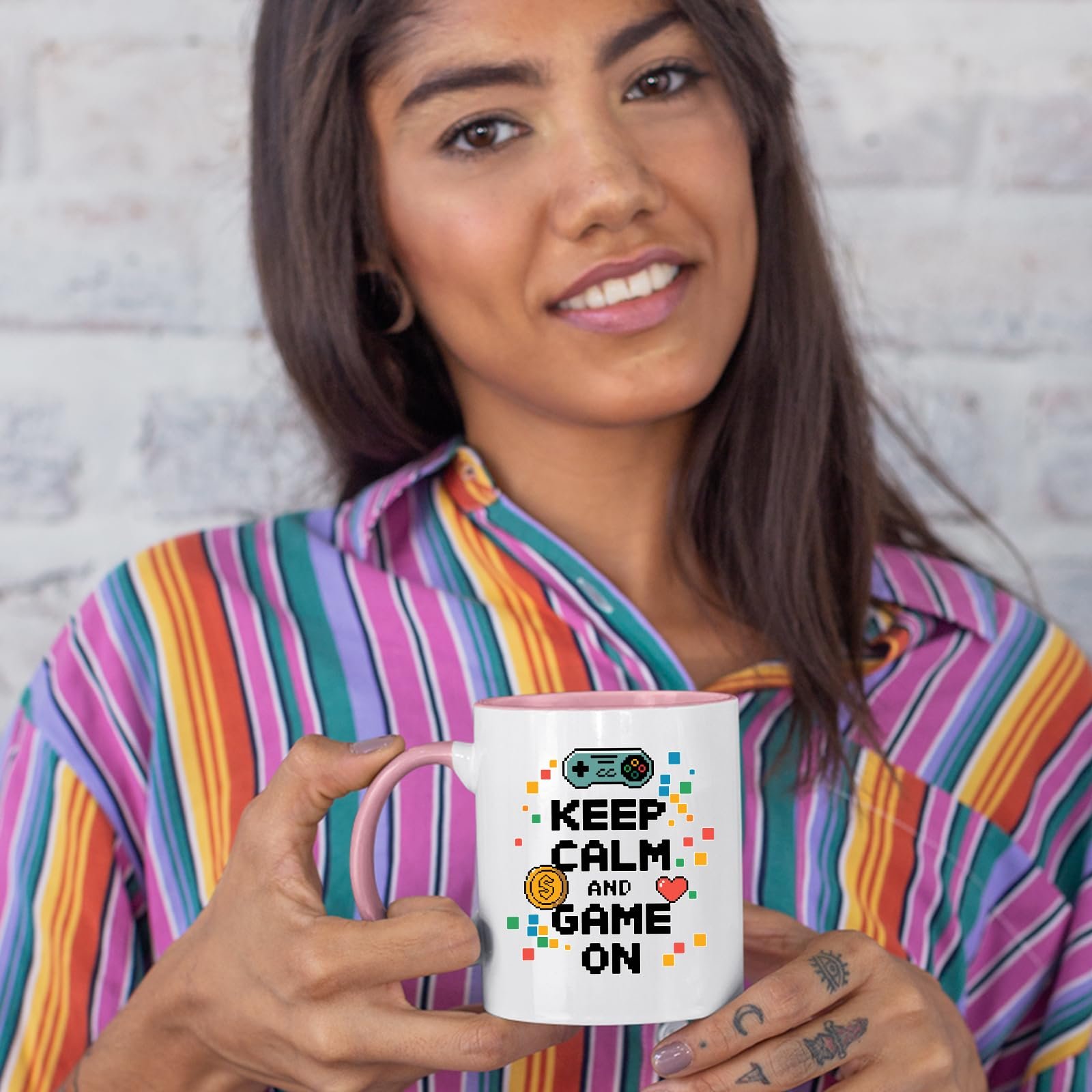 0bbdcabe.jpg Keep Calm and Game On Colour Handle Mug – product photo 6