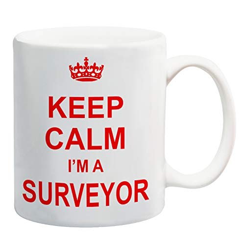 119f95ab.jpg White mug with a red crown and “Keep Calm I'm A Surveyor” in red capitals