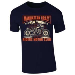 Men's T-shirt with a “Manhattan Crazy – New York Riders Motor Club” motorbike badge