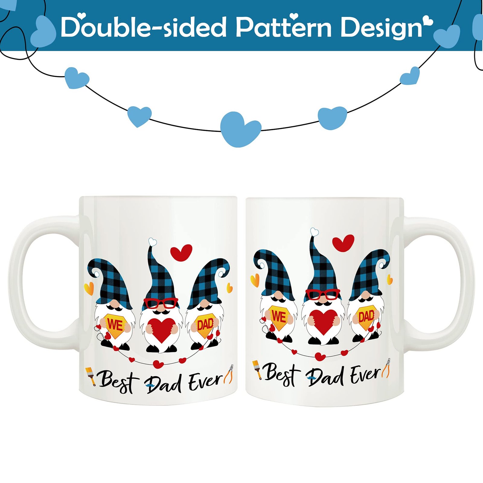 325484ae.jpg Two Best Dad Ever gnome mugs showing both sides
