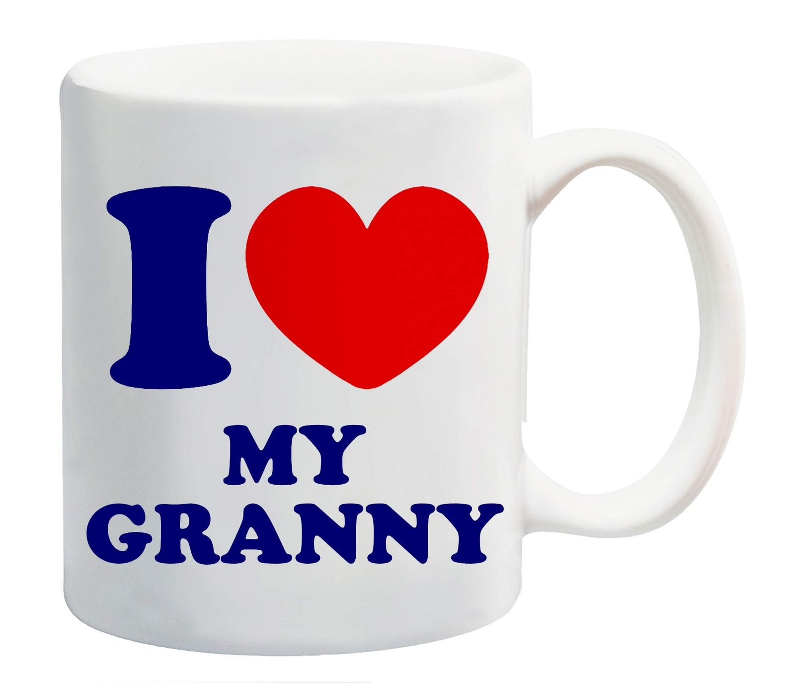 369b469d.jpg White mug printed “I ❤ MY GRANNY” in navy with a red heart
