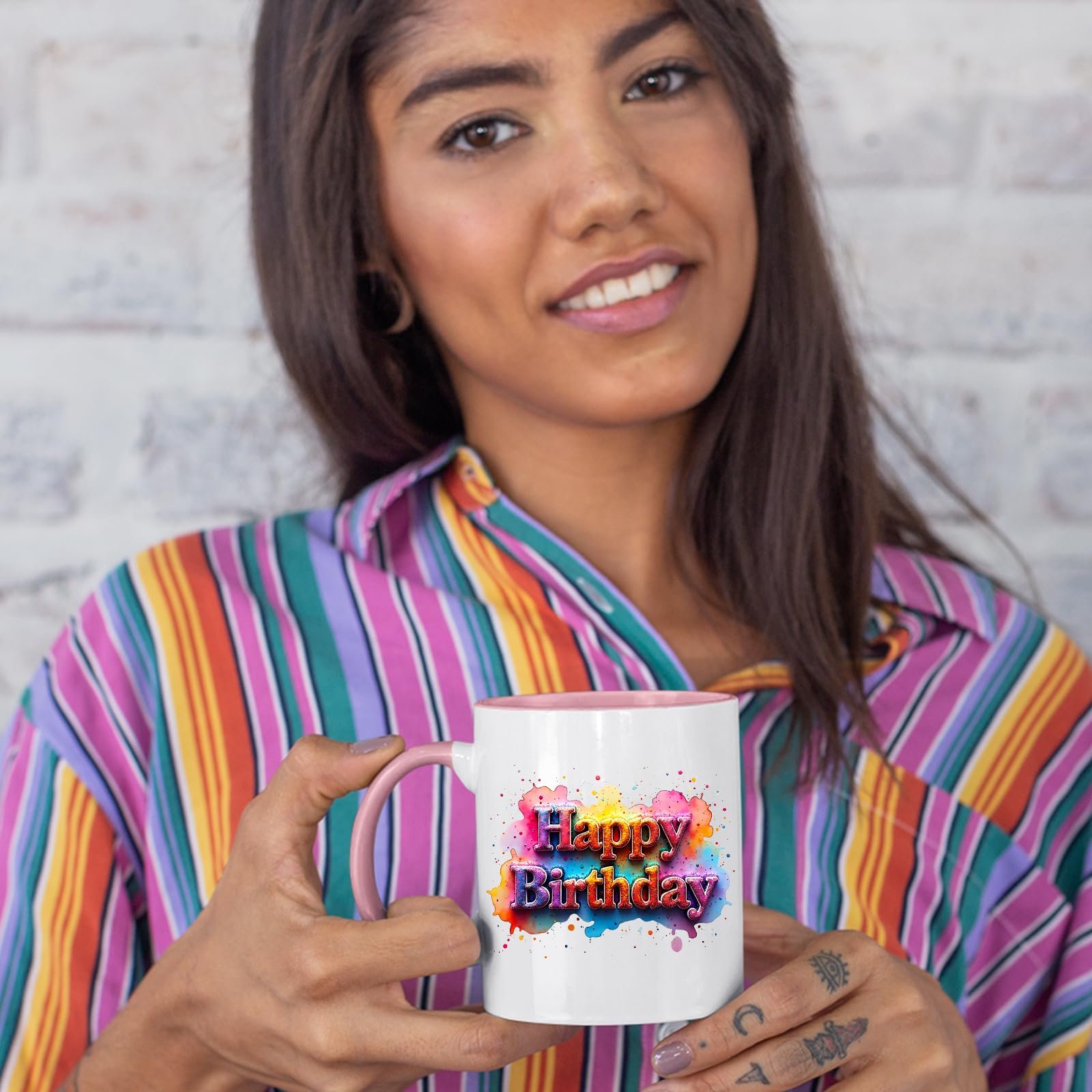 393f1a50.jpg Happy Birthday Colour Handle Mug – product photo 6