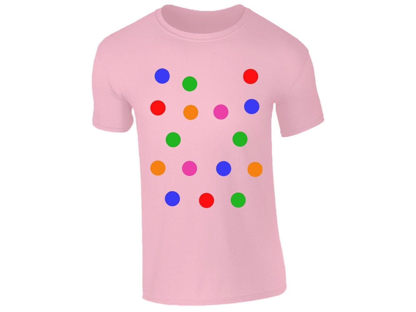 41eiw7a4snl.jpg Light pink kids T-shirt with big colourful spots