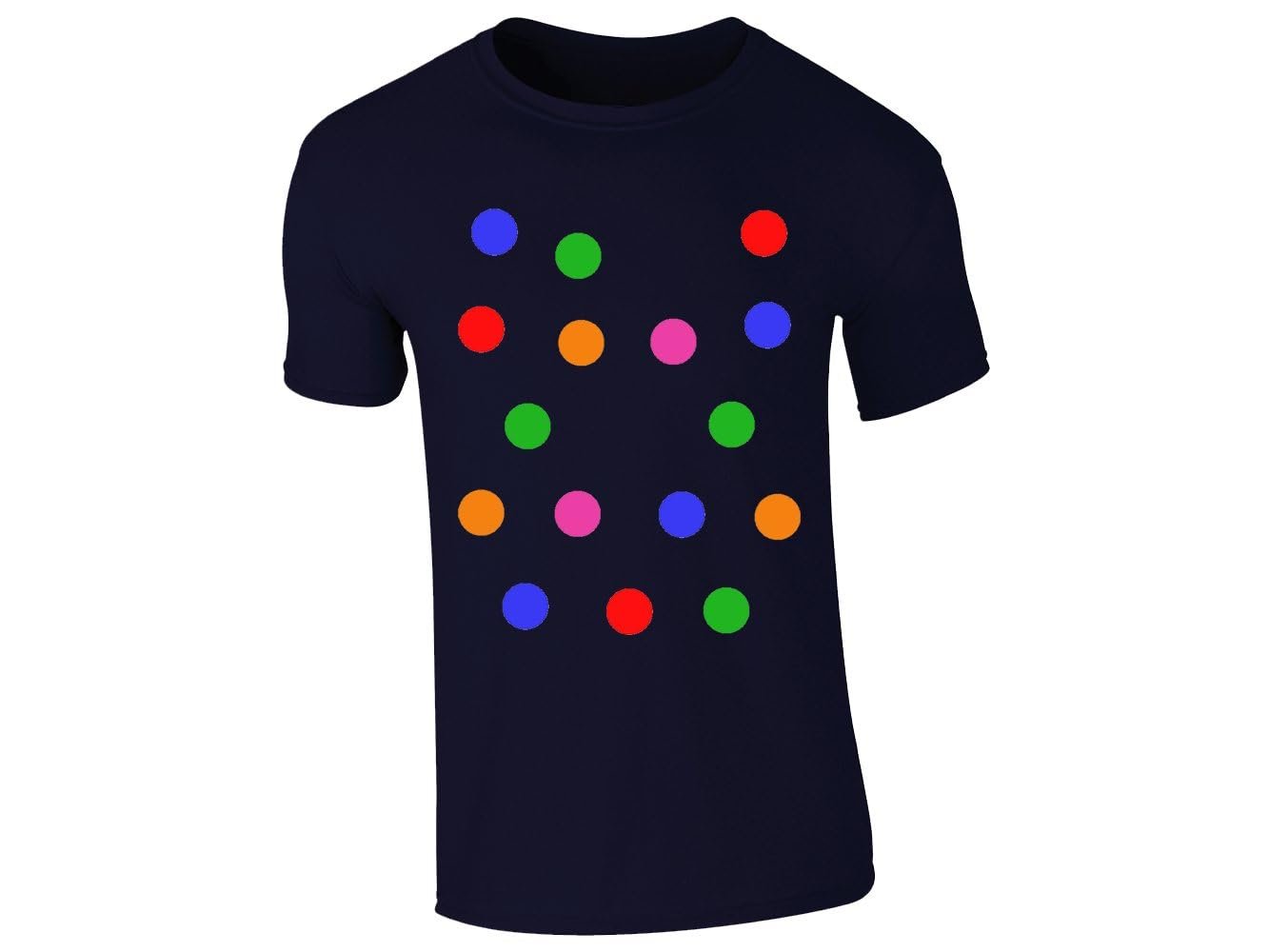 41h2c0rsjrl 8e97a054 6112 4b17 975e 7e6f9719fc1a.jpg Navy men's T-shirt with big colourful spots