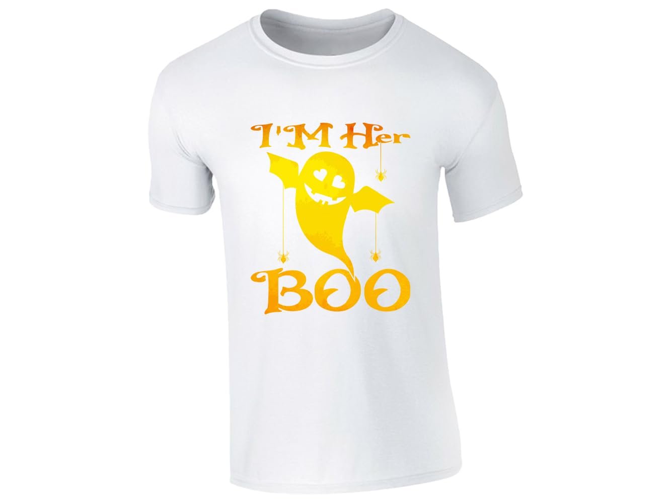 41w3g rdzml.jpg White men's T-shirt with “I’m her Boo” ghost design