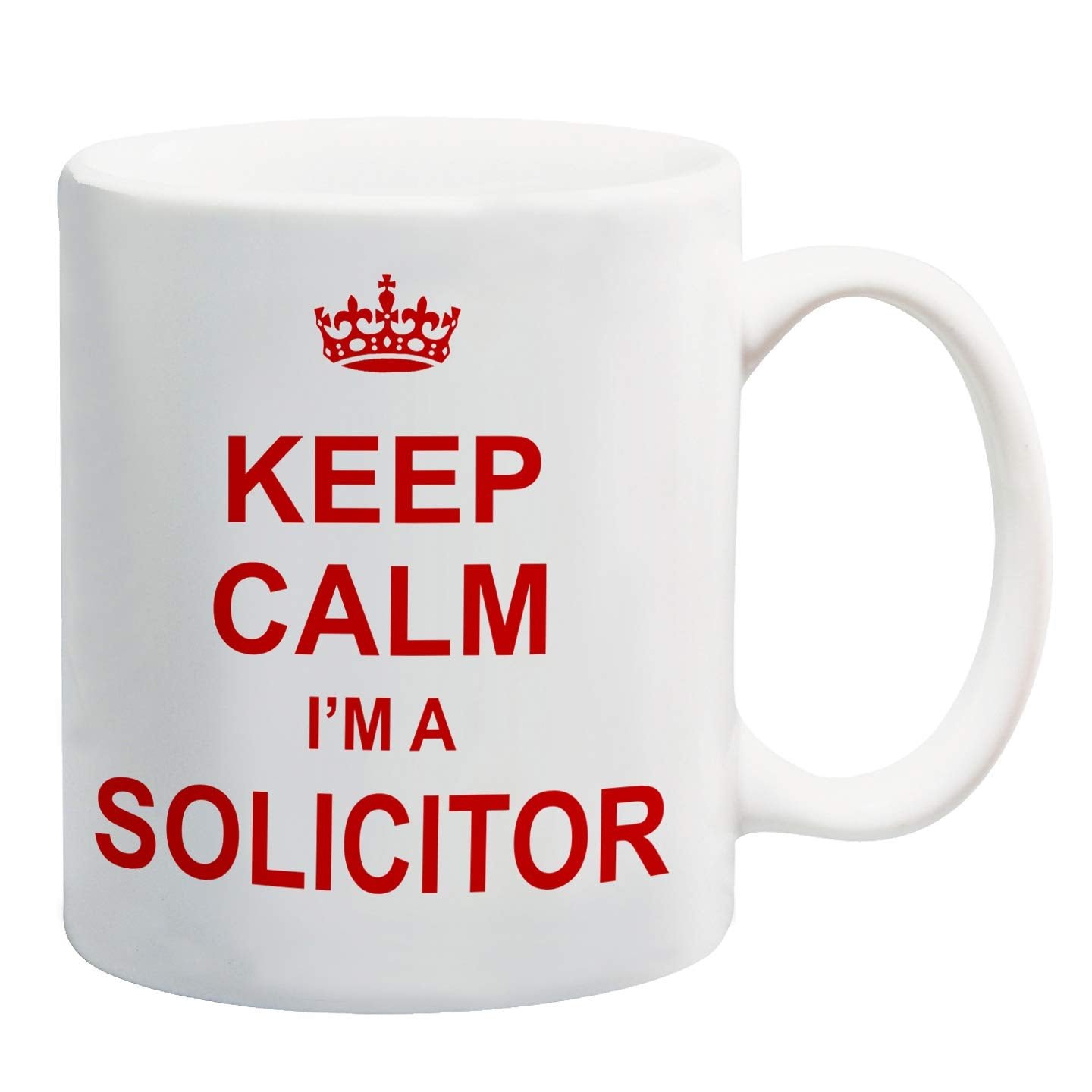 508f5b74.jpg White mug with a red crown and “Keep Calm I'm a Solicitor” in red capitals