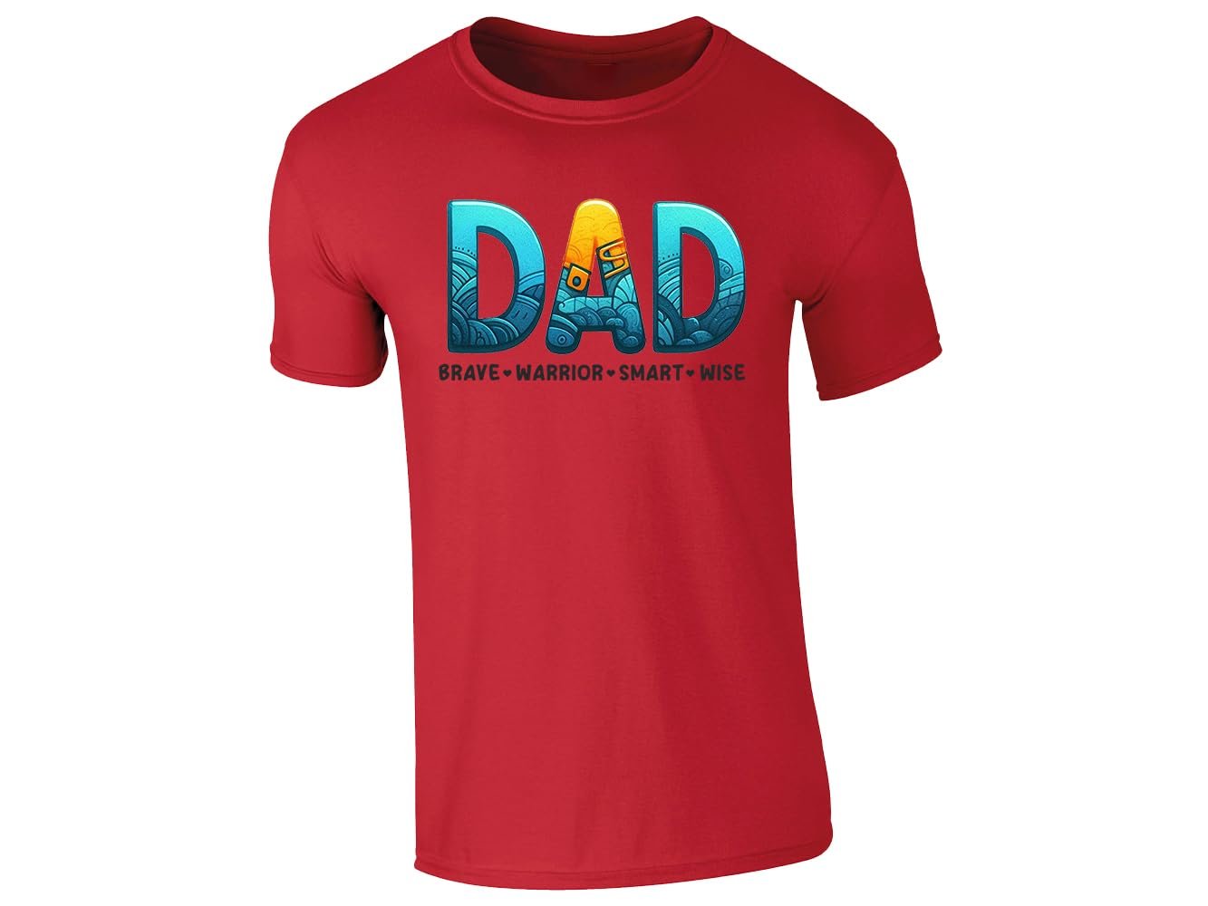 512tjfpp8ll.jpg Red men's T-shirt with “DAD – brave, warrior, smart, wise” design