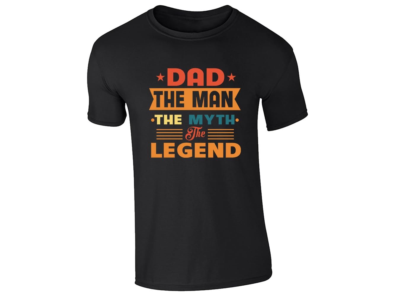515jsvvid3l.jpg Black men's T-shirt with “Dad – the man, the myth, the legend” retro design