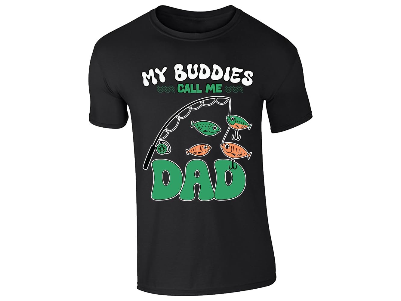 517lrcivzql.jpg Black men's T-shirt with “My buddies call me Dad” fishing rod design