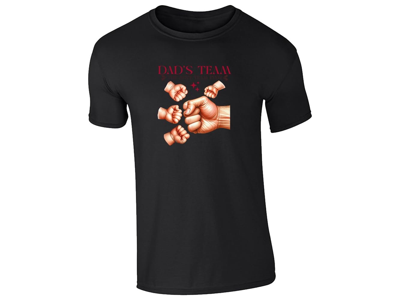 518yn faosl.jpg Black men's T-shirt with “Dad’s Team” fist bump design