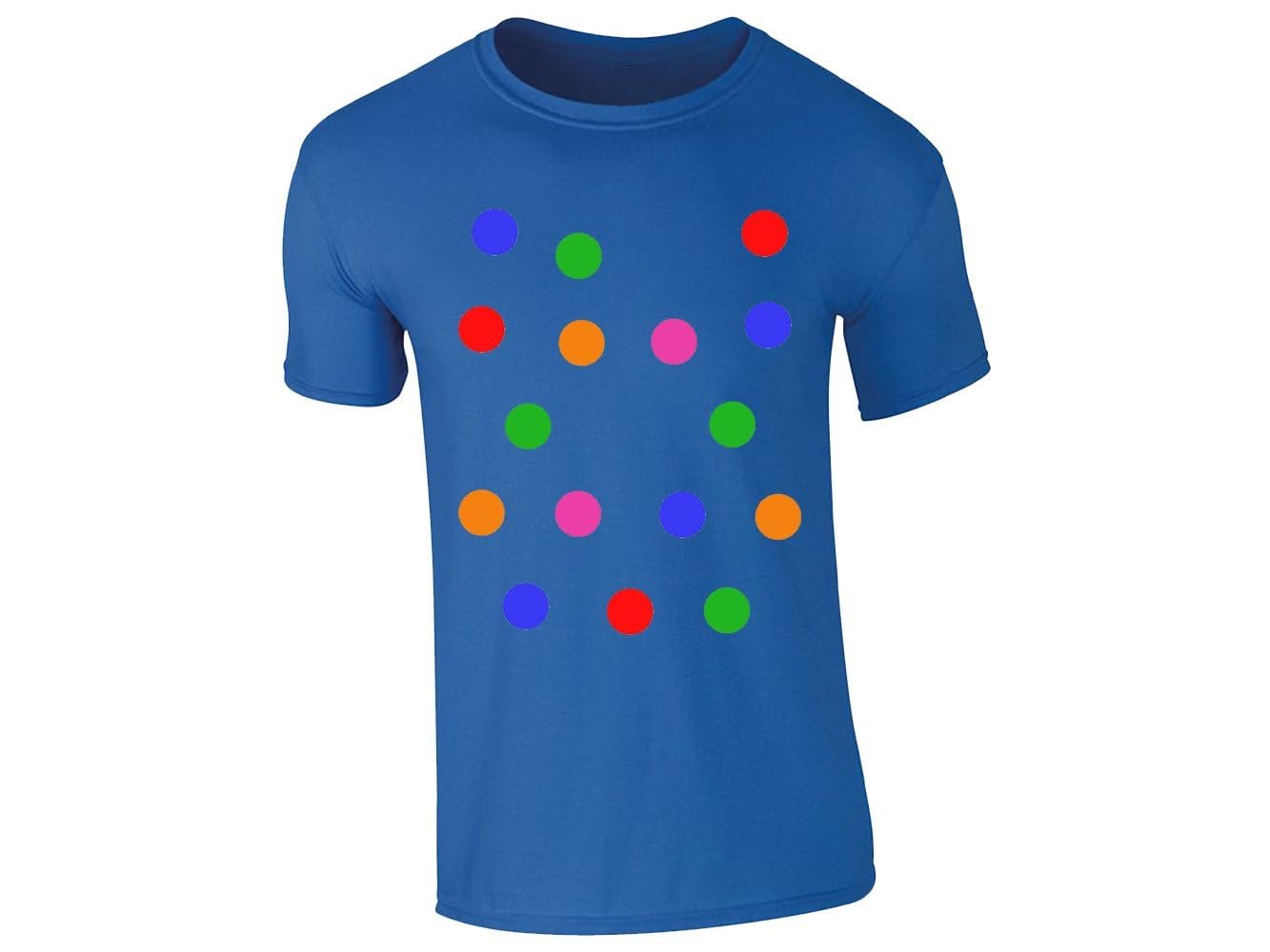 519zf60oajl.jpg Royal blue kids T-shirt with big colourful spots