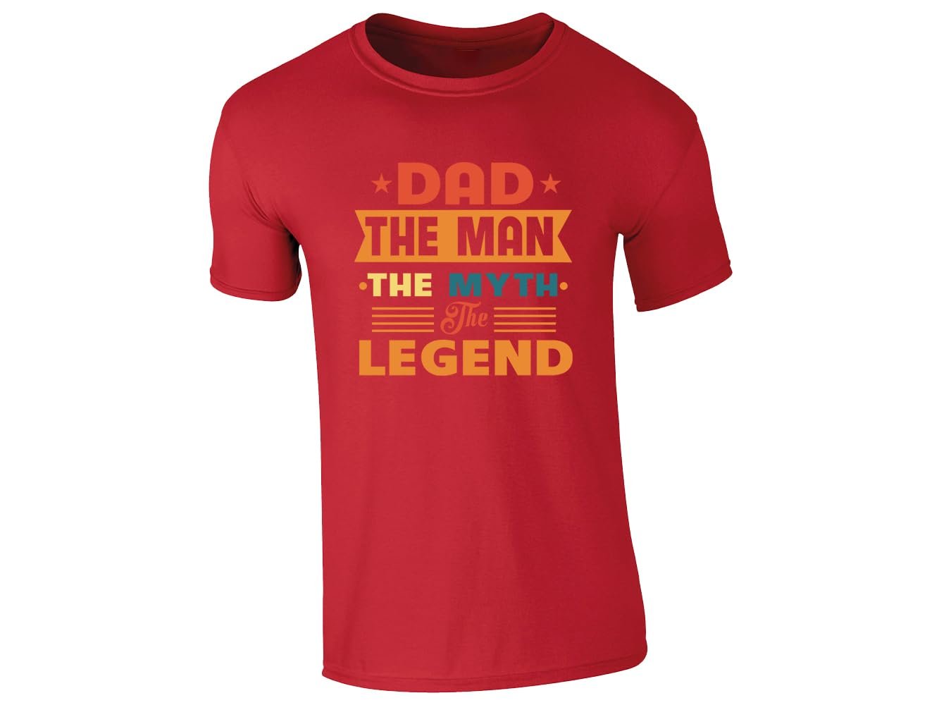 51akk2dgrdl.jpg Red men's T-shirt with “Dad – the man, the myth, the legend” retro design