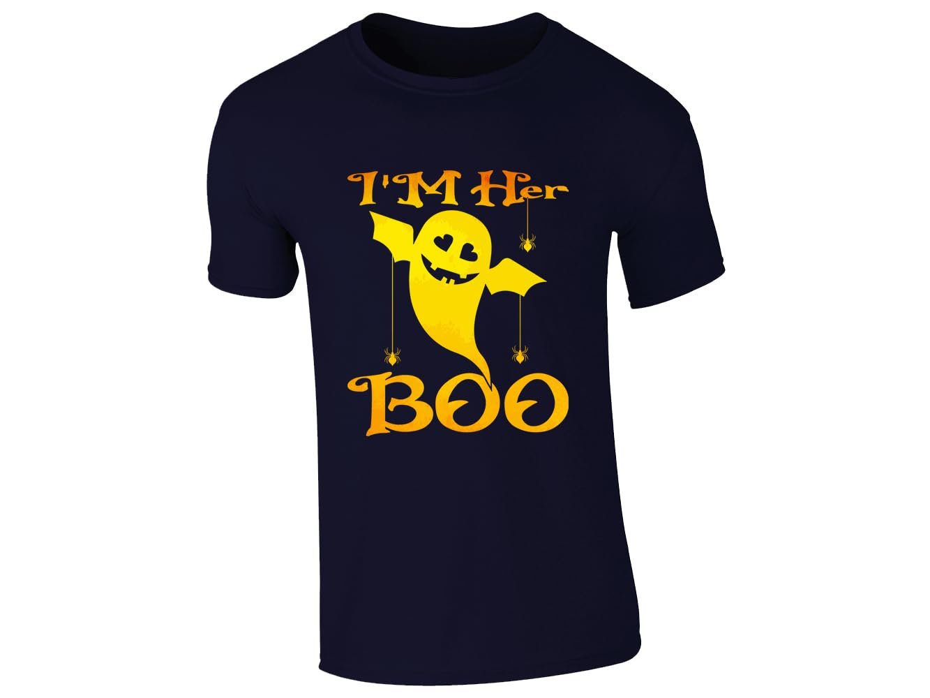51bvrneldyl.jpg Navy men's T-shirt with “I’m her Boo” ghost design