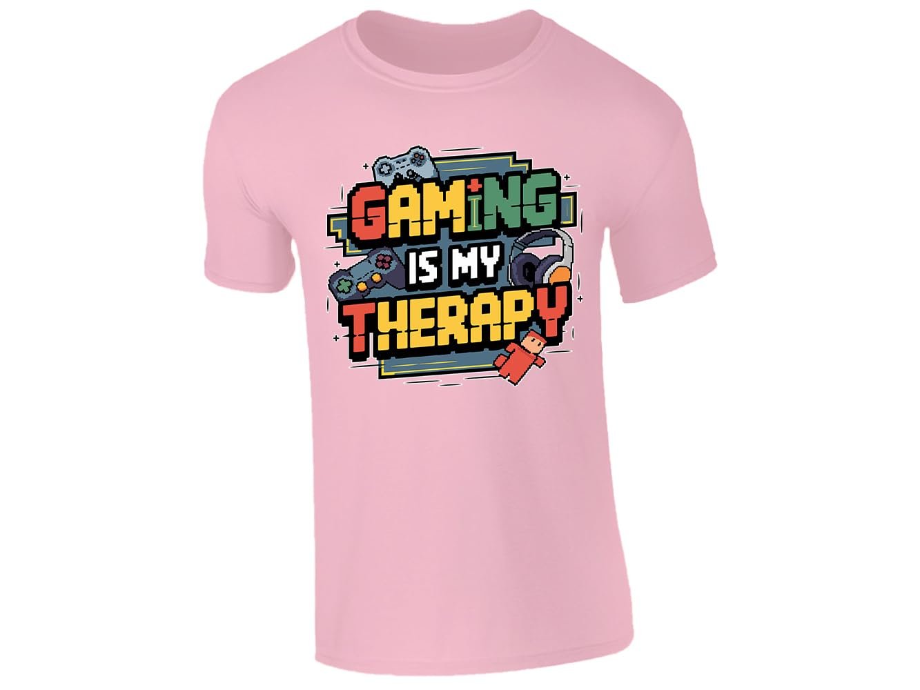 51ebkljeiyl.jpg Light Pink kids' T-shirt with “Gaming is my therapy” design