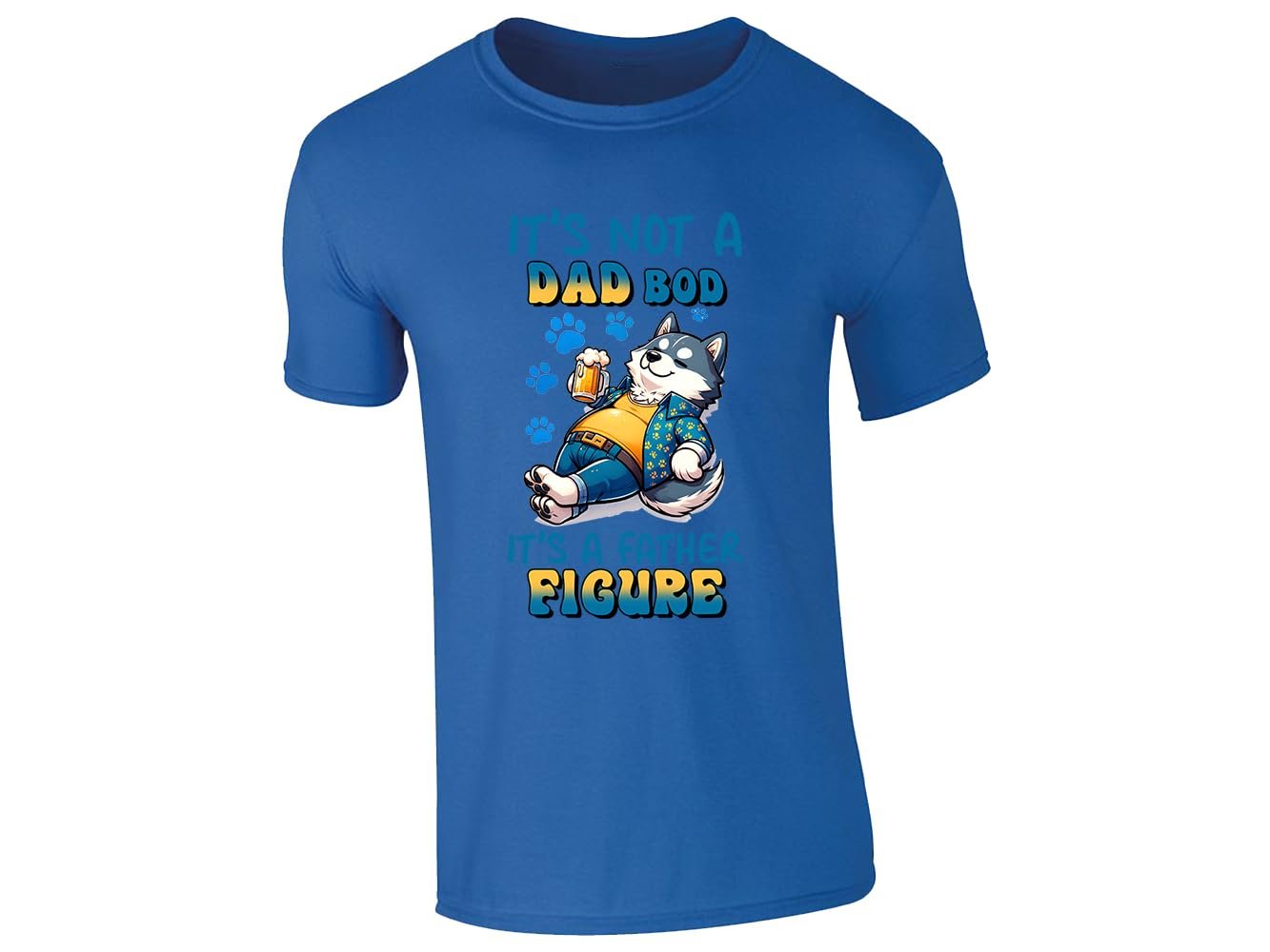 51erkuo1jsl.jpg Royal Blue men's T-shirt with “It’s not a dad bod, it’s a father figure” husky design
