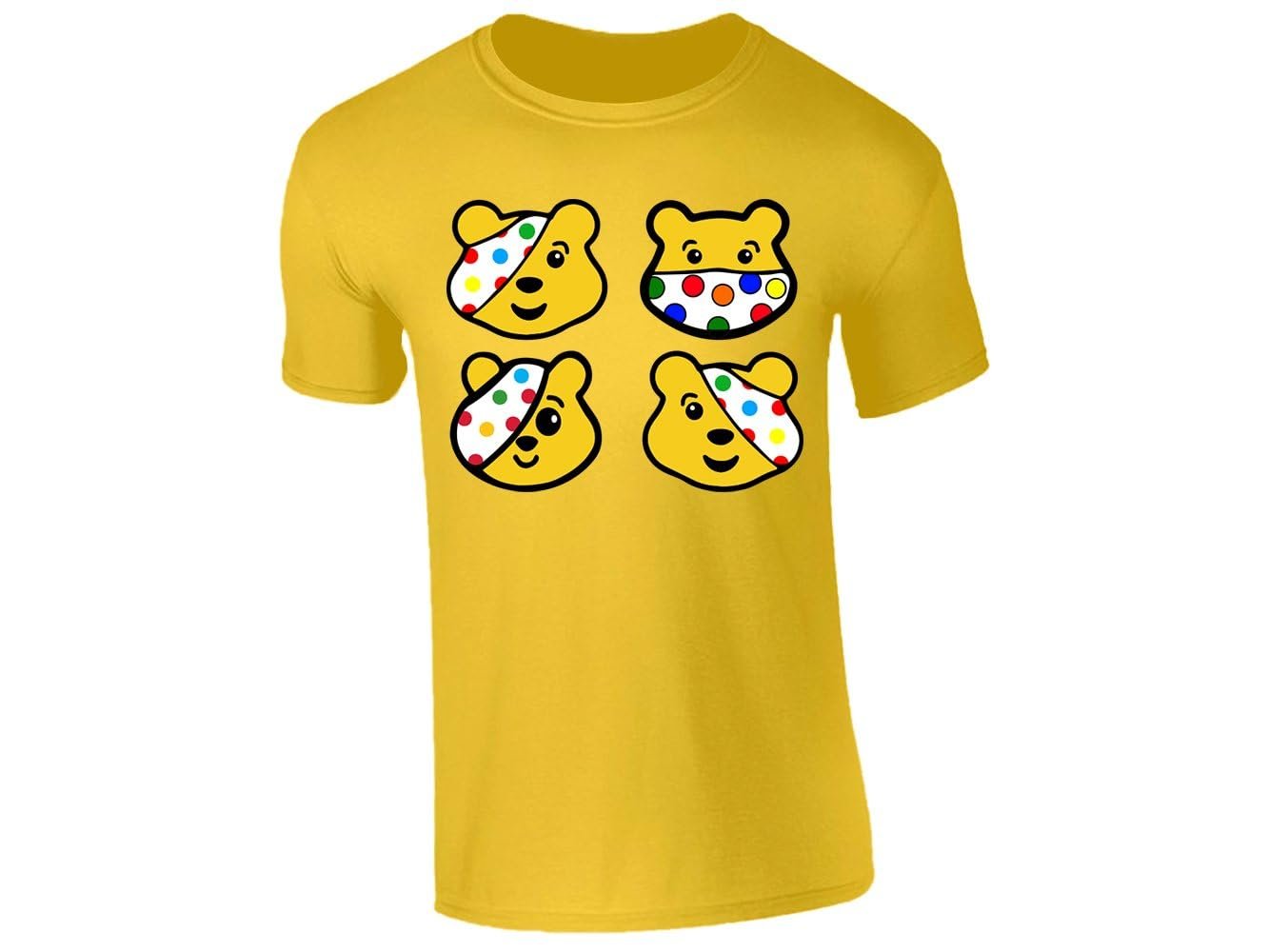 51gfo fjz l 60ed537c 2cf4 4adc 8961 d4ef5c0a27fc.jpg Yellow kids' T-shirt with four spotty bear faces design