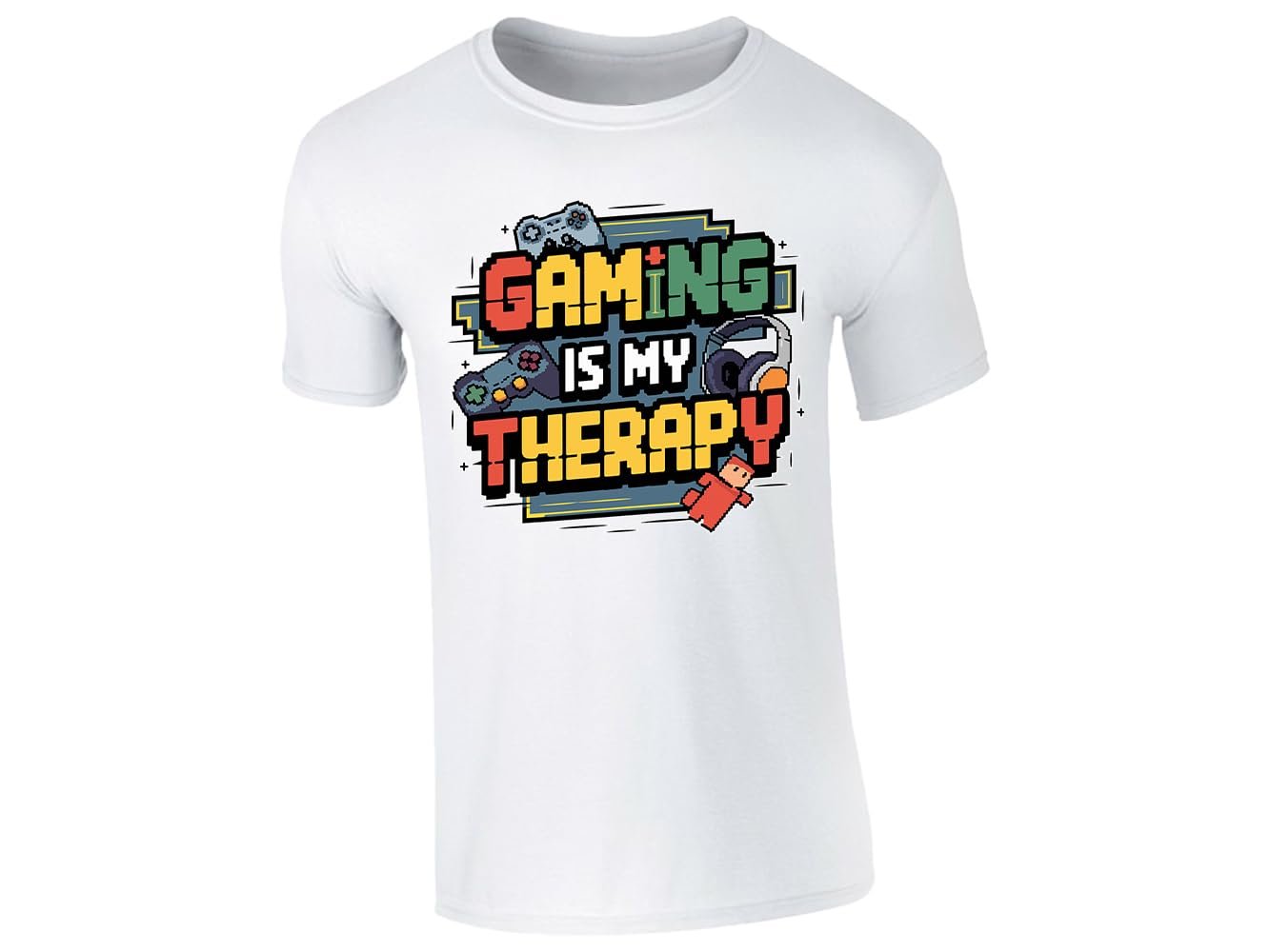 51k9inlpvwl.jpg White men's T-shirt with “Gaming is my therapy” design