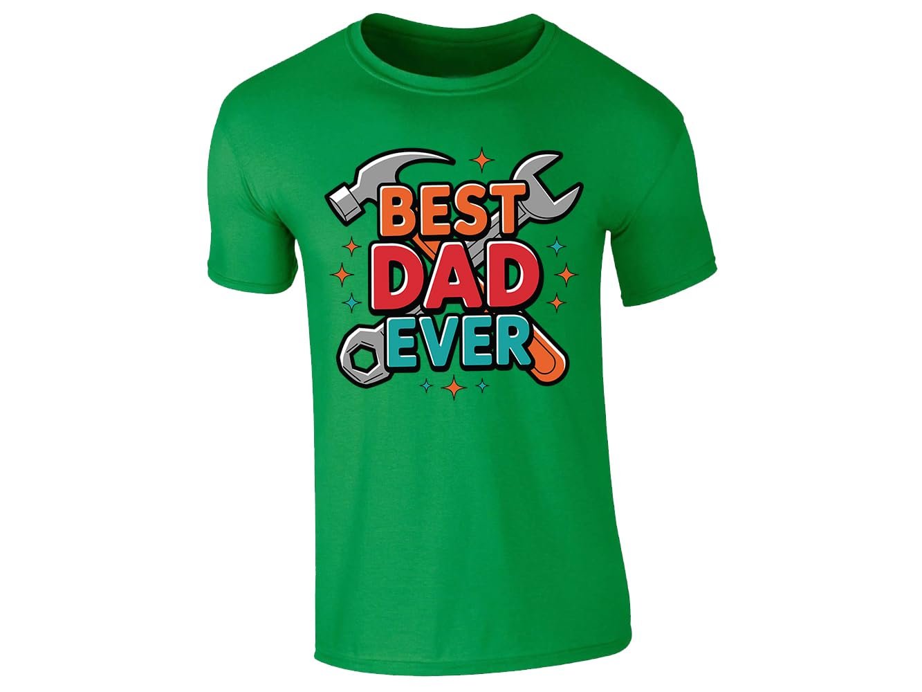 51ms4c tnel.jpg Irish Green men's T-shirt with “Best Dad Ever” hammer and spanner design