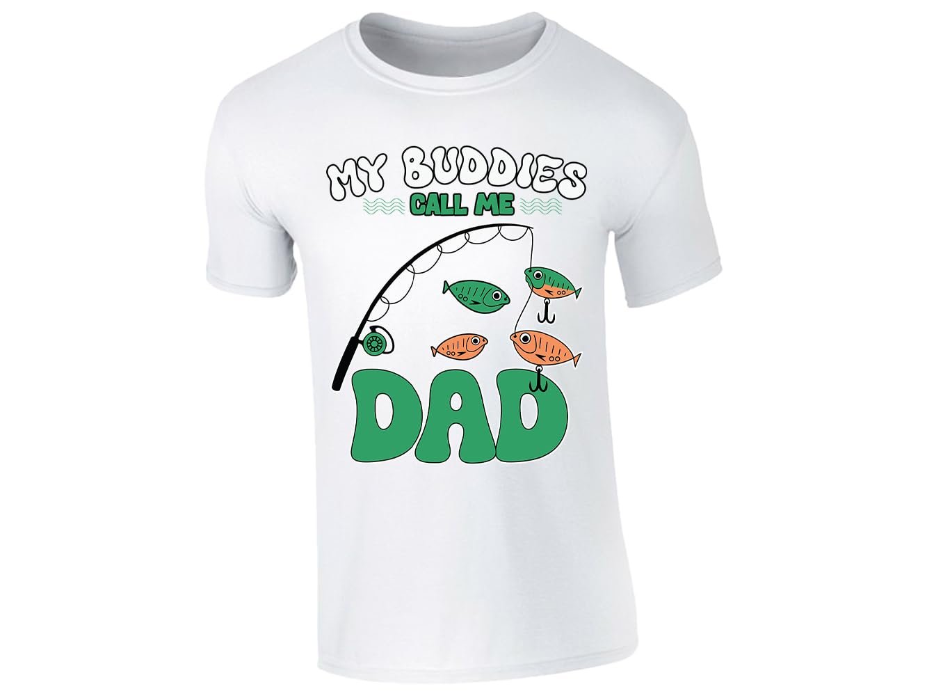 51my76ebdcl.jpg White men's T-shirt with “My buddies call me Dad” fishing rod design