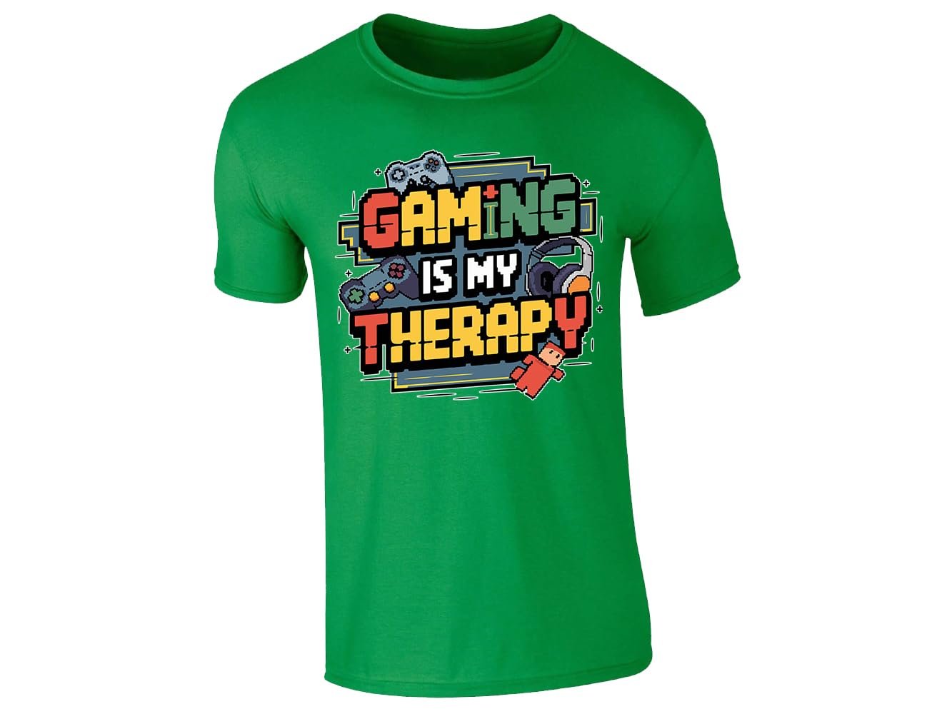 51n2icujqbl.jpg Irish Green men's T-shirt with “Gaming is my therapy” design