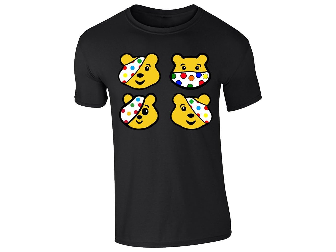 51r6djwdrbl 9d1035d3 9ddf 40a8 965b 54c301881490.jpg Black kids' T-shirt with four spotty bear faces design