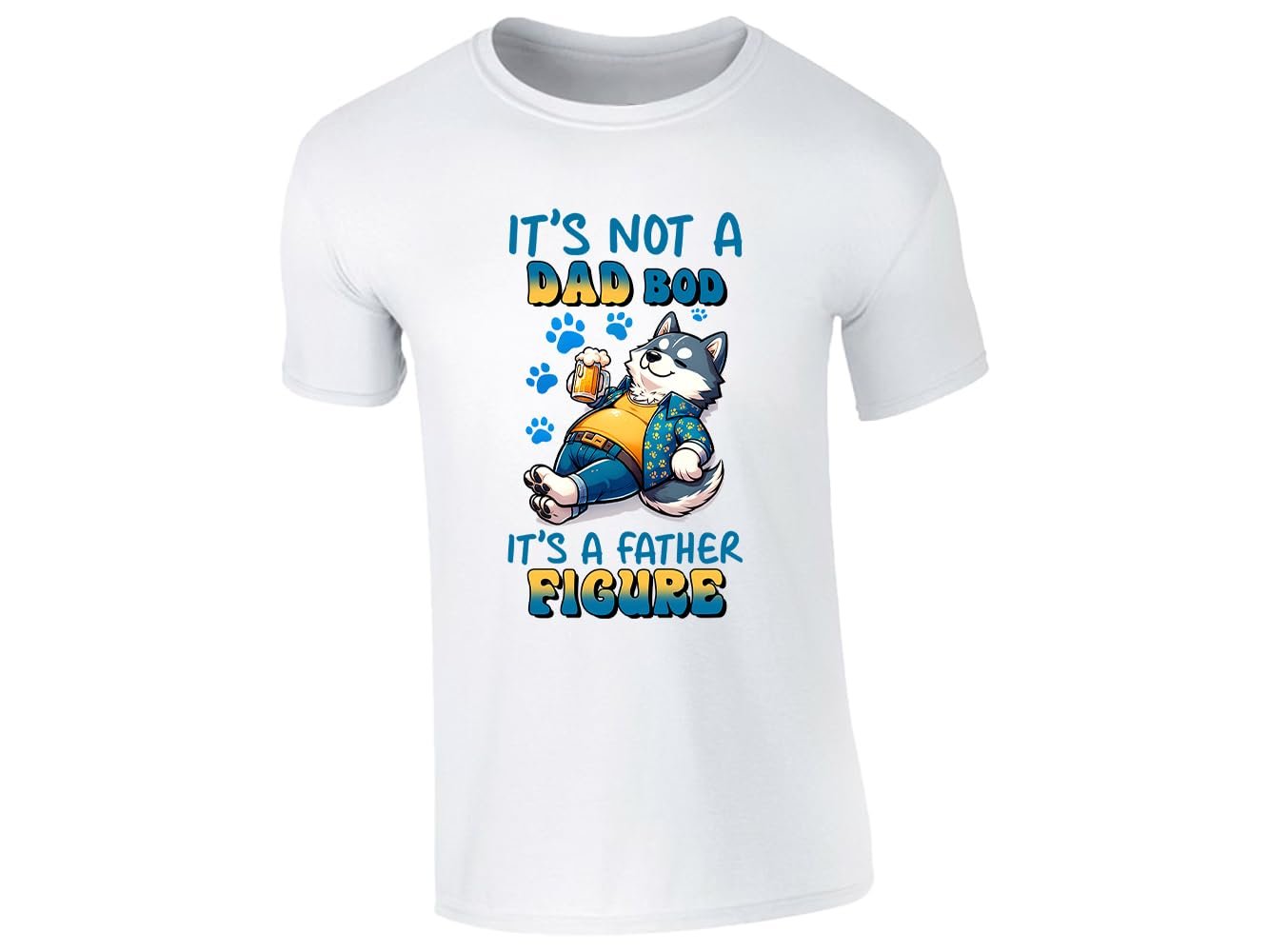 51reofmrkjl.jpg White men's T-shirt with “It’s not a dad bod, it’s a father figure” husky design