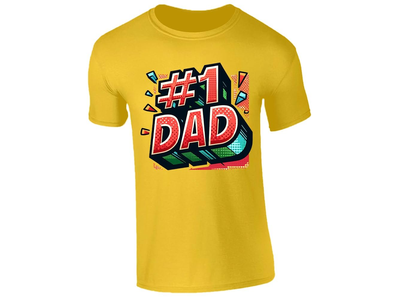51tulzzy xl.jpg Yellow men's T-shirt with #1 DAD comic pop-art design
