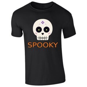 Black men's T-shirt with “Spooky” sugar skull design
