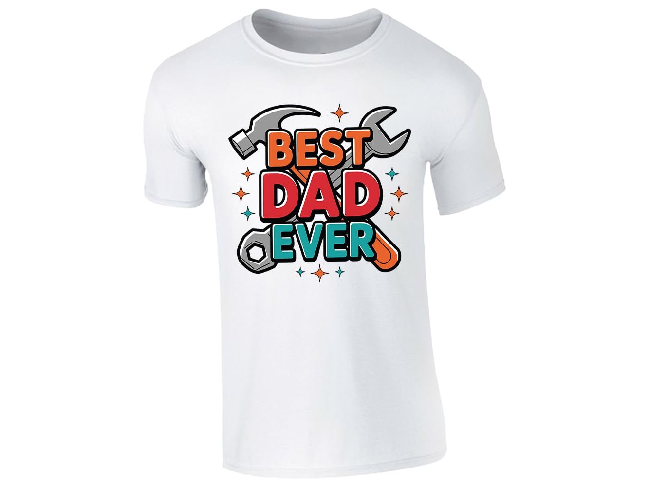 51ujekier l.jpg White men's T-shirt with “Best Dad Ever” hammer and spanner design