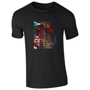 Black men's T-shirt with “Daddy is my God, my King…” faith design