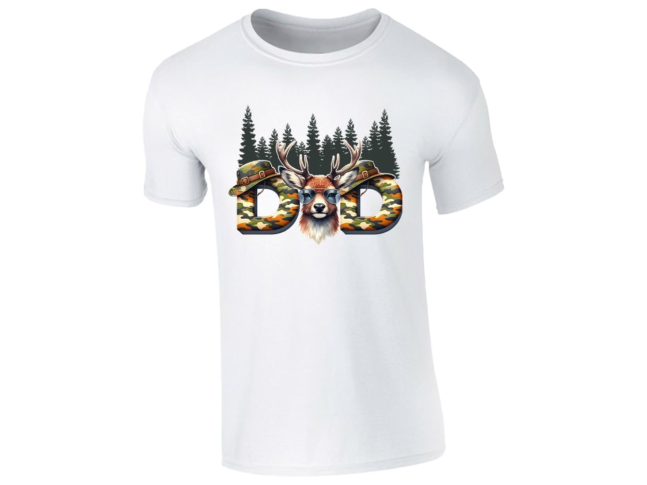 51w0ylckacl.jpg White men's T-shirt with “DAD” deer head camo design