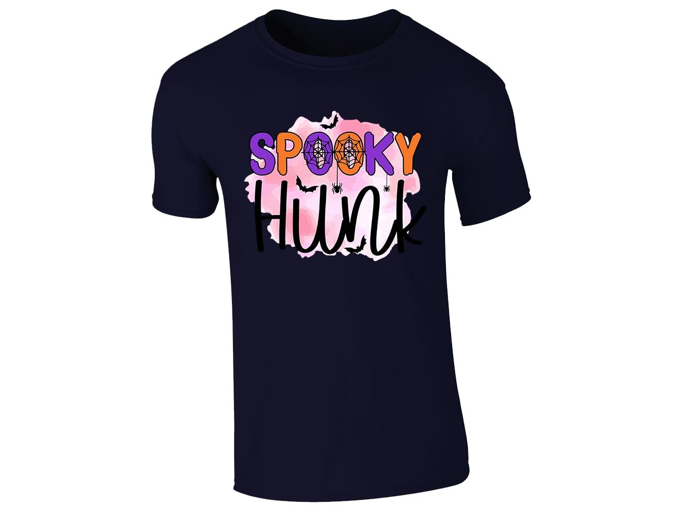 51x3maesg5l.jpg Navy men's T-shirt with “Spooky Hunk” Halloween design