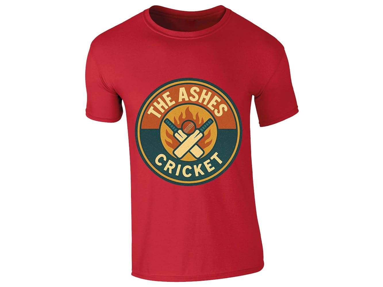 51ynp1okvhl.jpg Red kids T-shirt with a round retro “The Ashes Cricket” badge with crossed bats