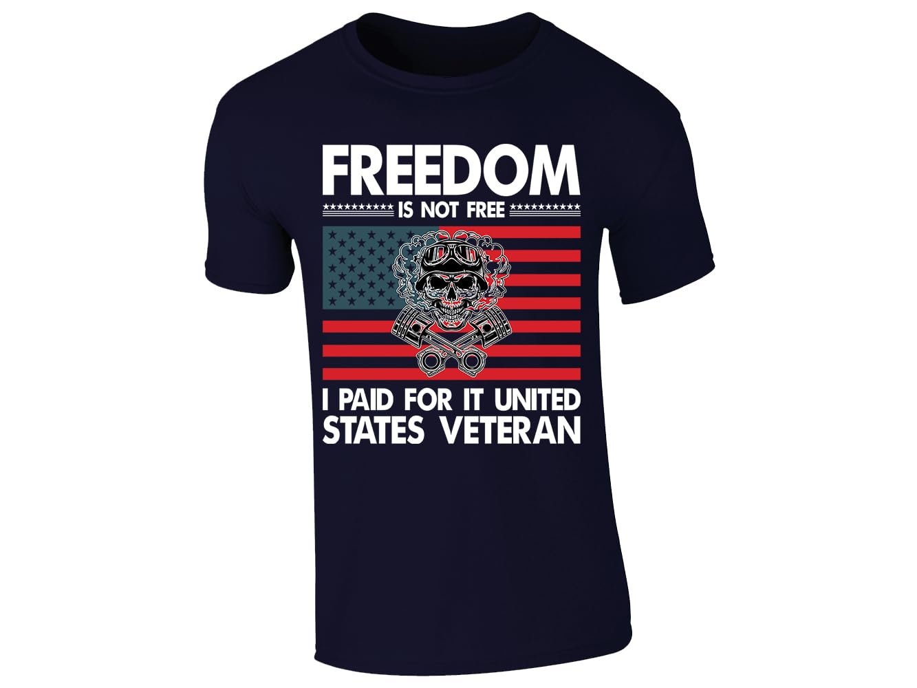 51z2vwdfmbl.jpg Navy men's T-shirt with “Freedom is not free – United States Veteran” flag design