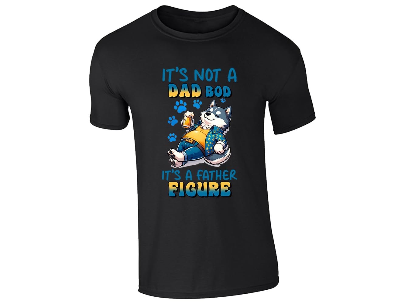 51z7bpav9gl.jpg Black men's T-shirt with “It’s not a dad bod, it’s a father figure” husky design