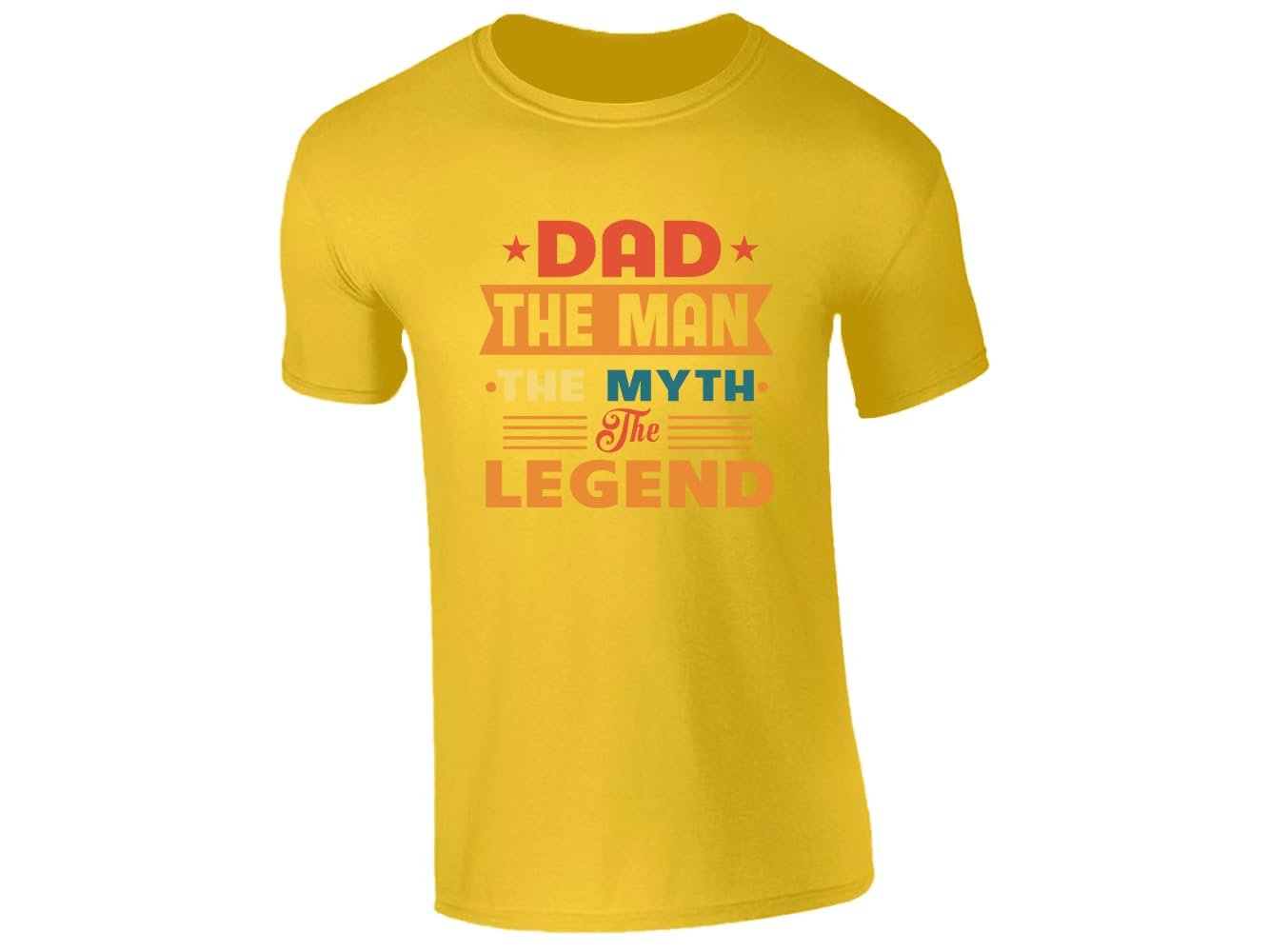 51agsrxg0vl.jpg Yellow men's T-shirt with “Dad – the man, the myth, the legend” retro design