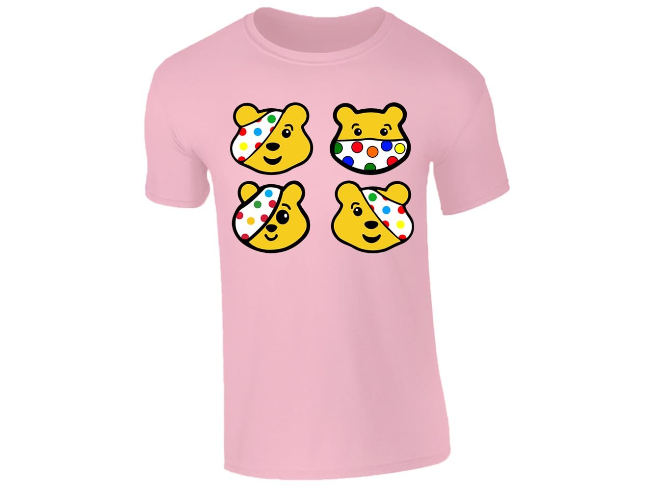 51c1px1gk0l.jpg Light Pink kids' T-shirt with four spotty bear faces design
