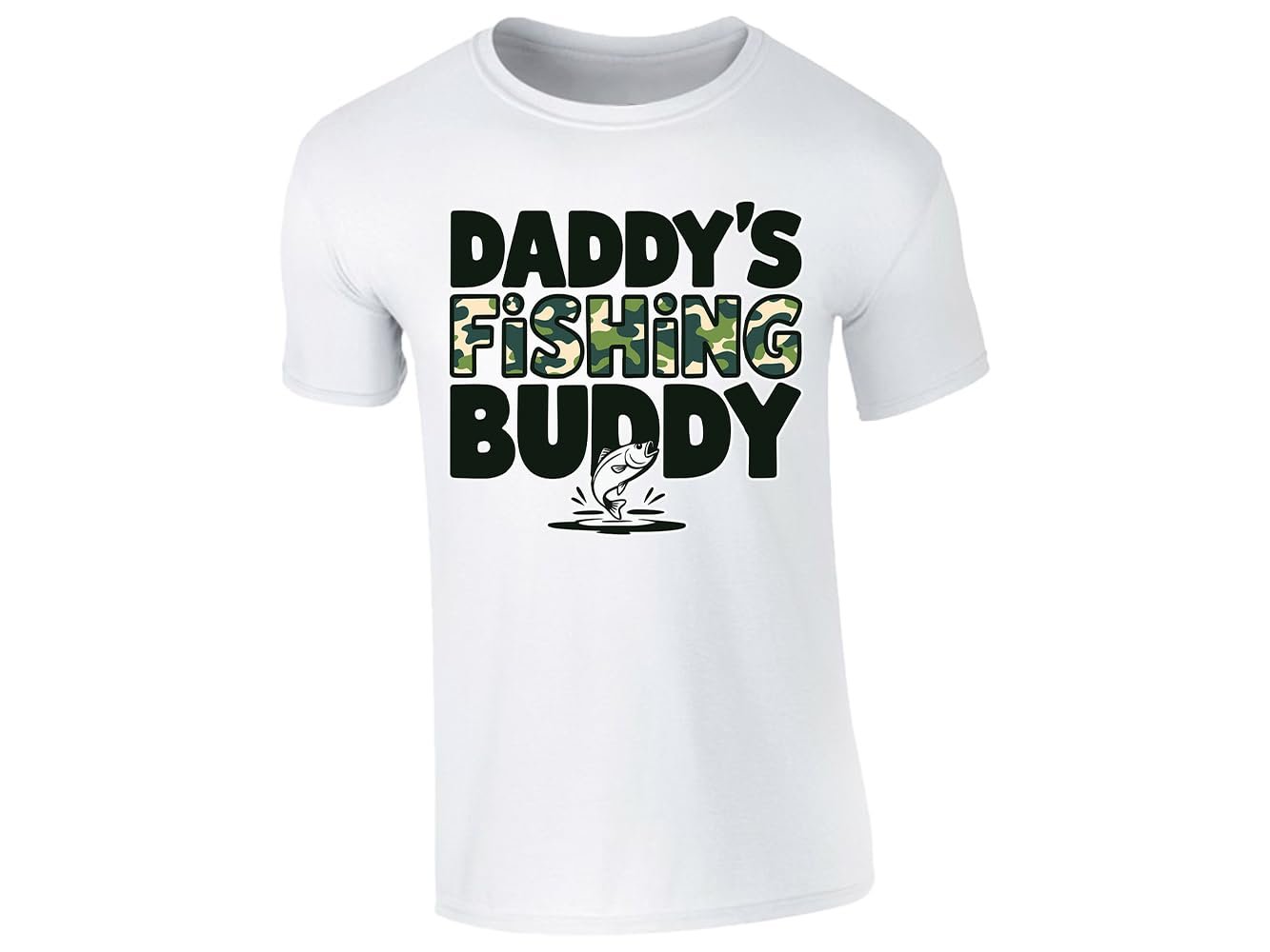 51dnocsxhwl.jpg White men's T-shirt with “Daddy’s fishing buddy” camo design