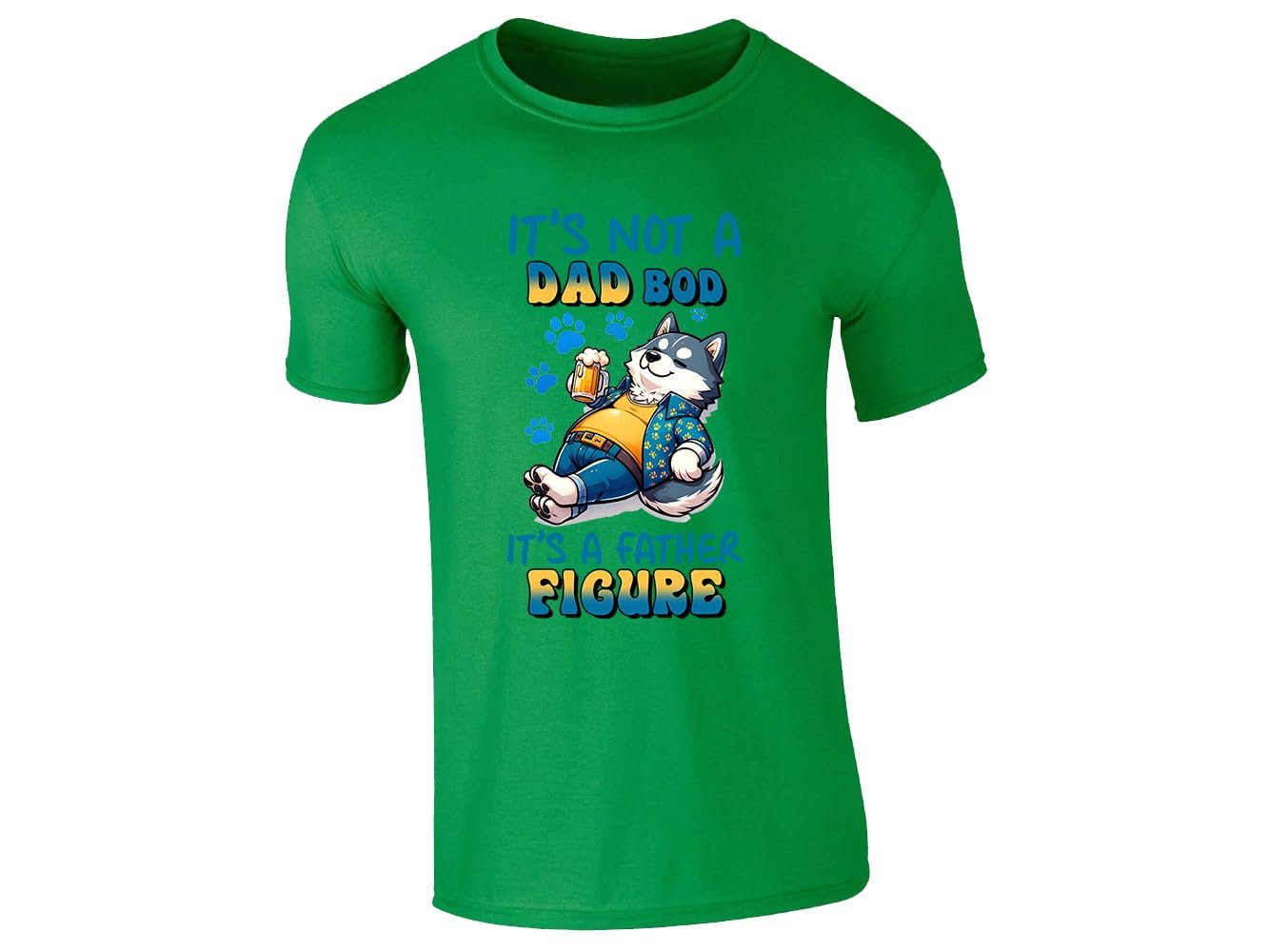 51ebdieuifl.jpg Irish Green men's T-shirt with “It’s not a dad bod, it’s a father figure” husky design