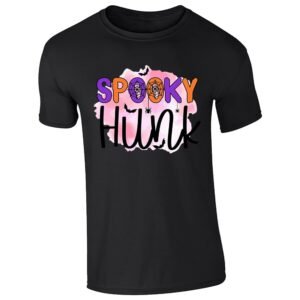 Black men's T-shirt with “Spooky Hunk” Halloween design