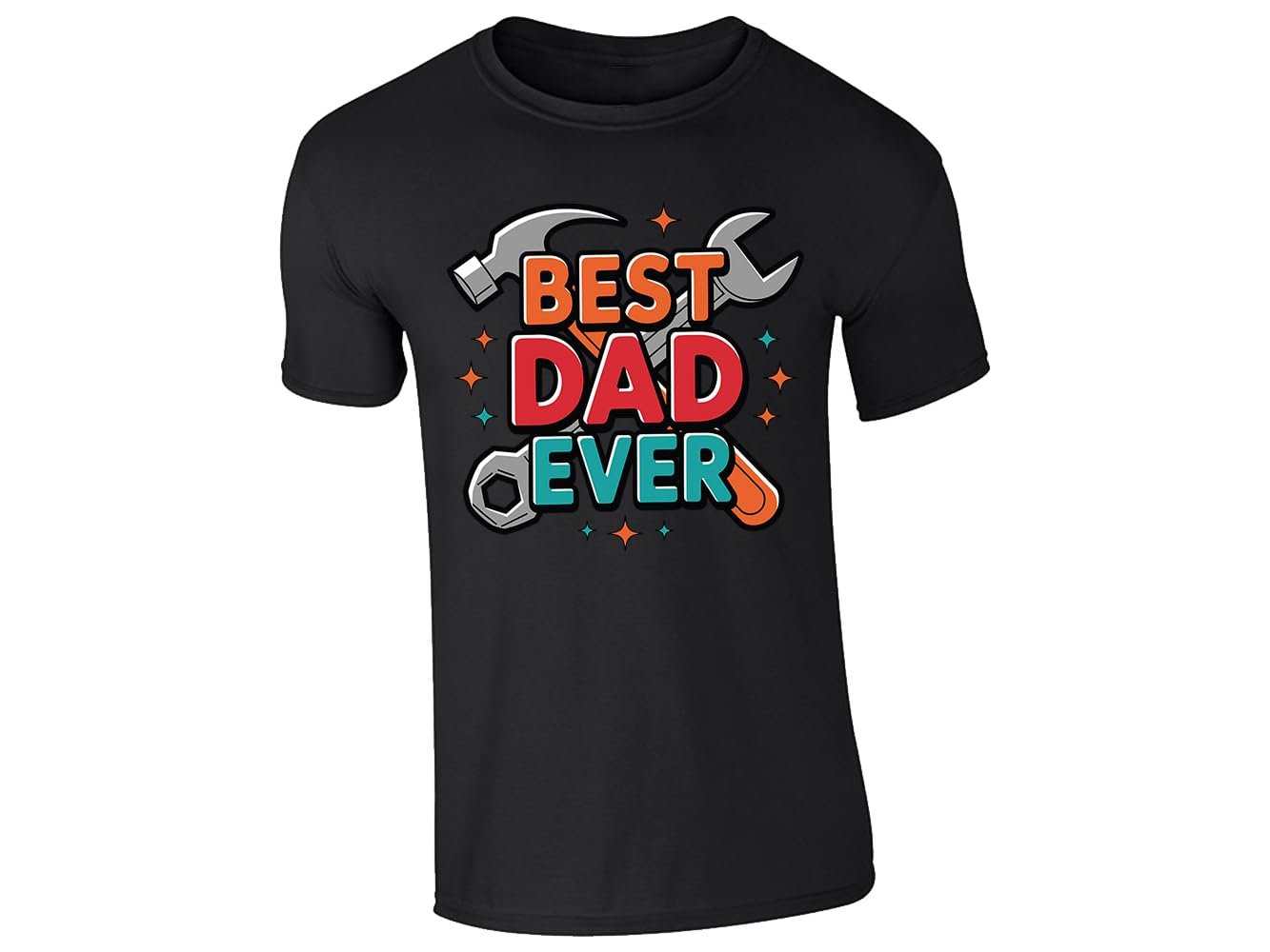 51g9mhybtsl.jpg Black men's T-shirt with “Best Dad Ever” hammer and spanner design