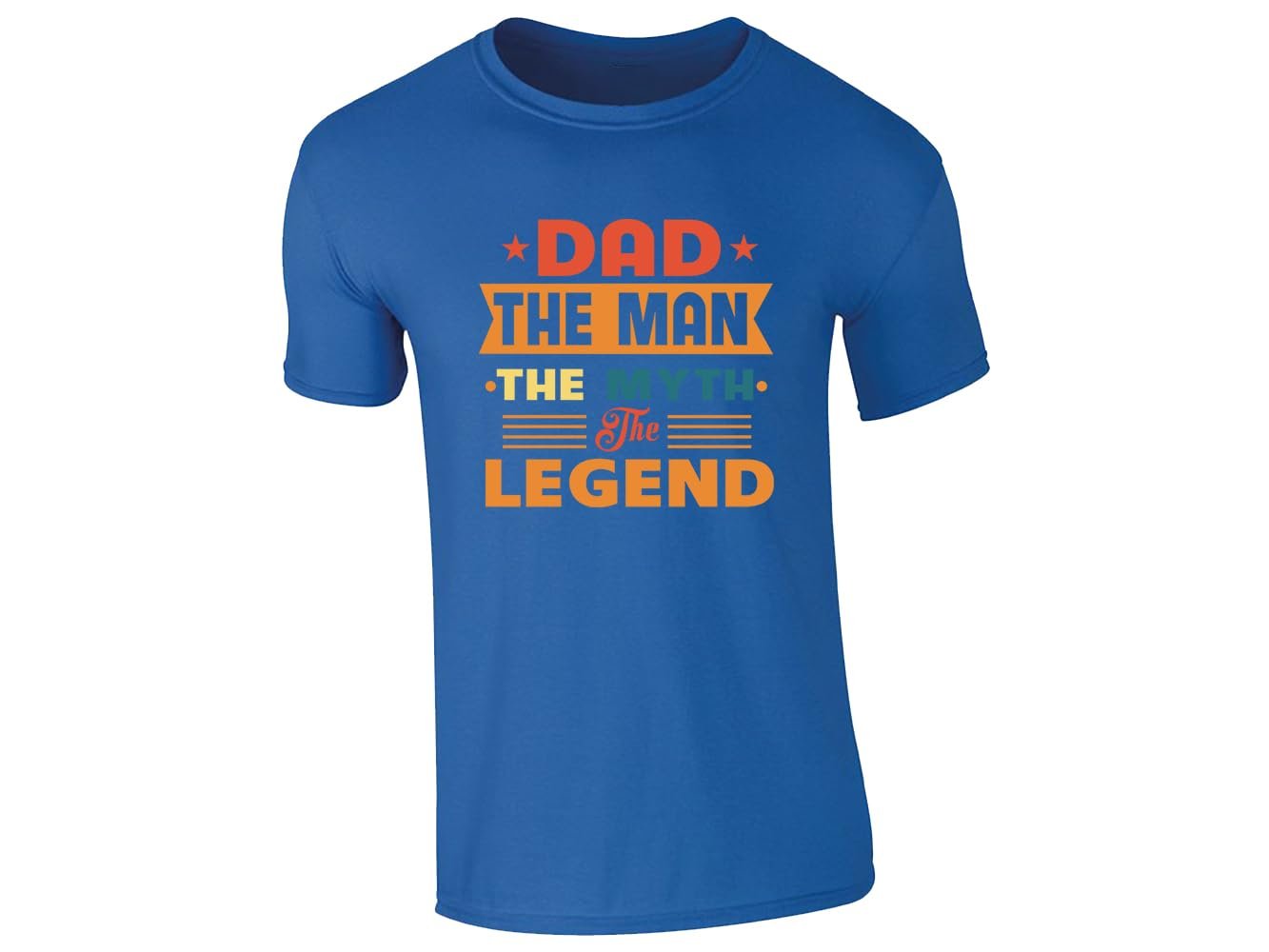 51kispubzkl.jpg Royal Blue men's T-shirt with “Dad – the man, the myth, the legend” retro design