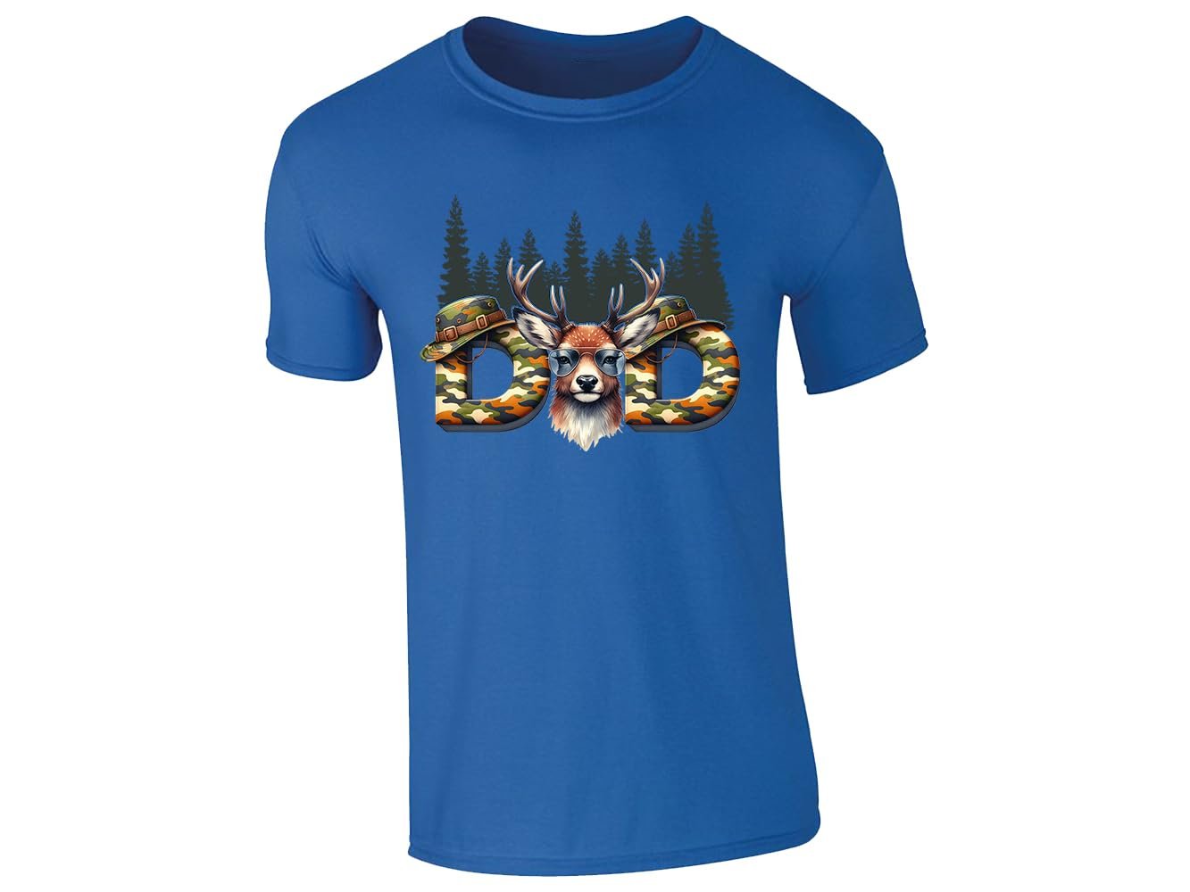 51phfpihhbl.jpg Royal Blue men's T-shirt with “DAD” deer head camo design