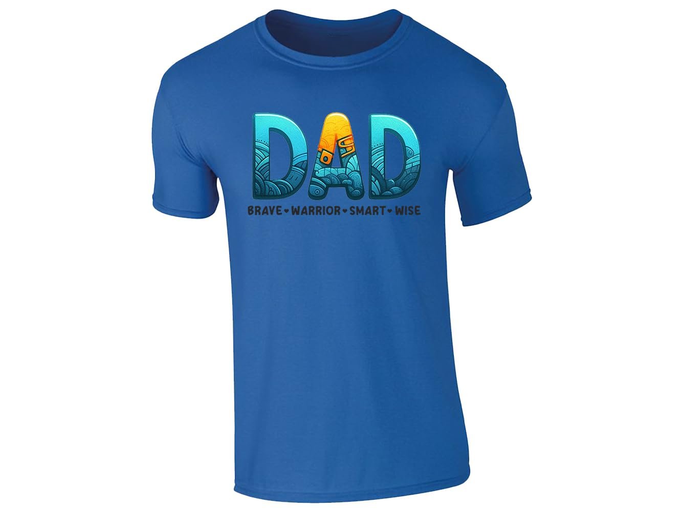 51rdgeg0bfl.jpg Royal Blue men's T-shirt with “DAD – brave, warrior, smart, wise” design