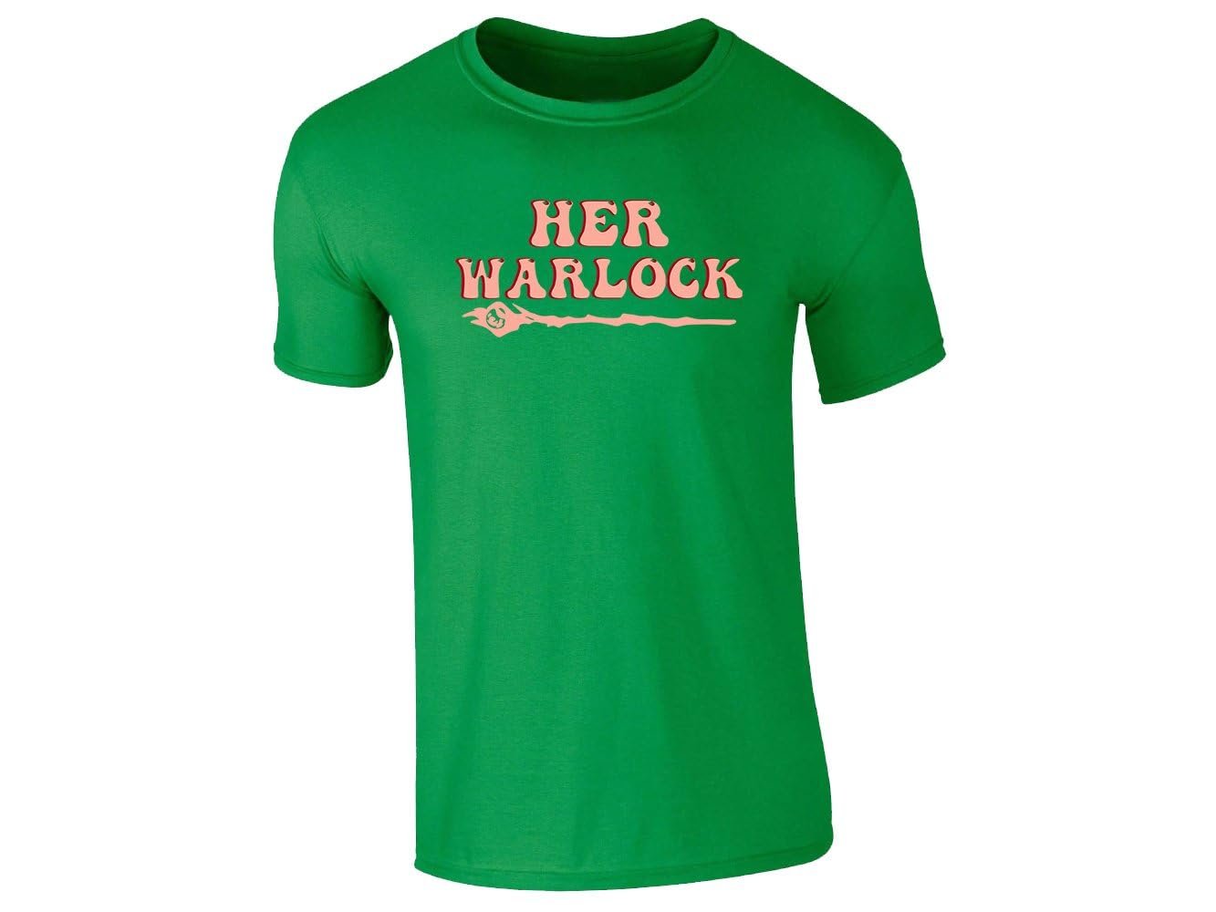 51ssewnmvul.jpg Irish Green men's T-shirt with “Her Warlock” wand design