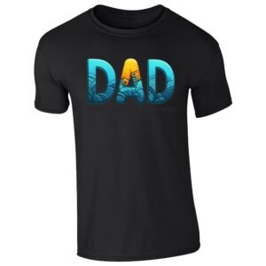 Black men's T-shirt with “DAD – brave, warrior, smart, wise” design