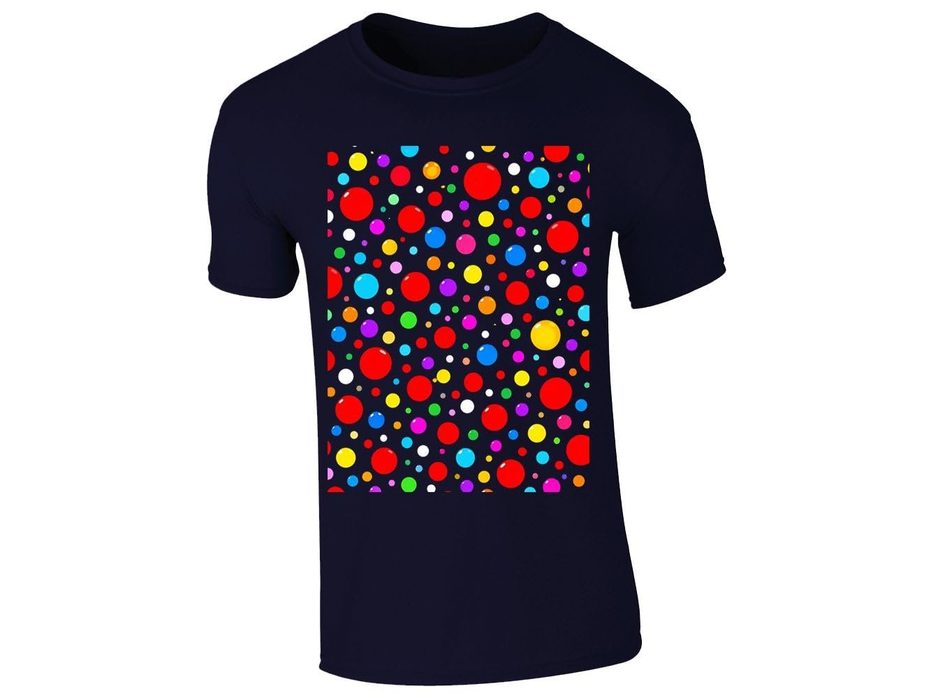 51urw 2aiil.jpg Navy kids T-shirt with a block of rainbow polka dots