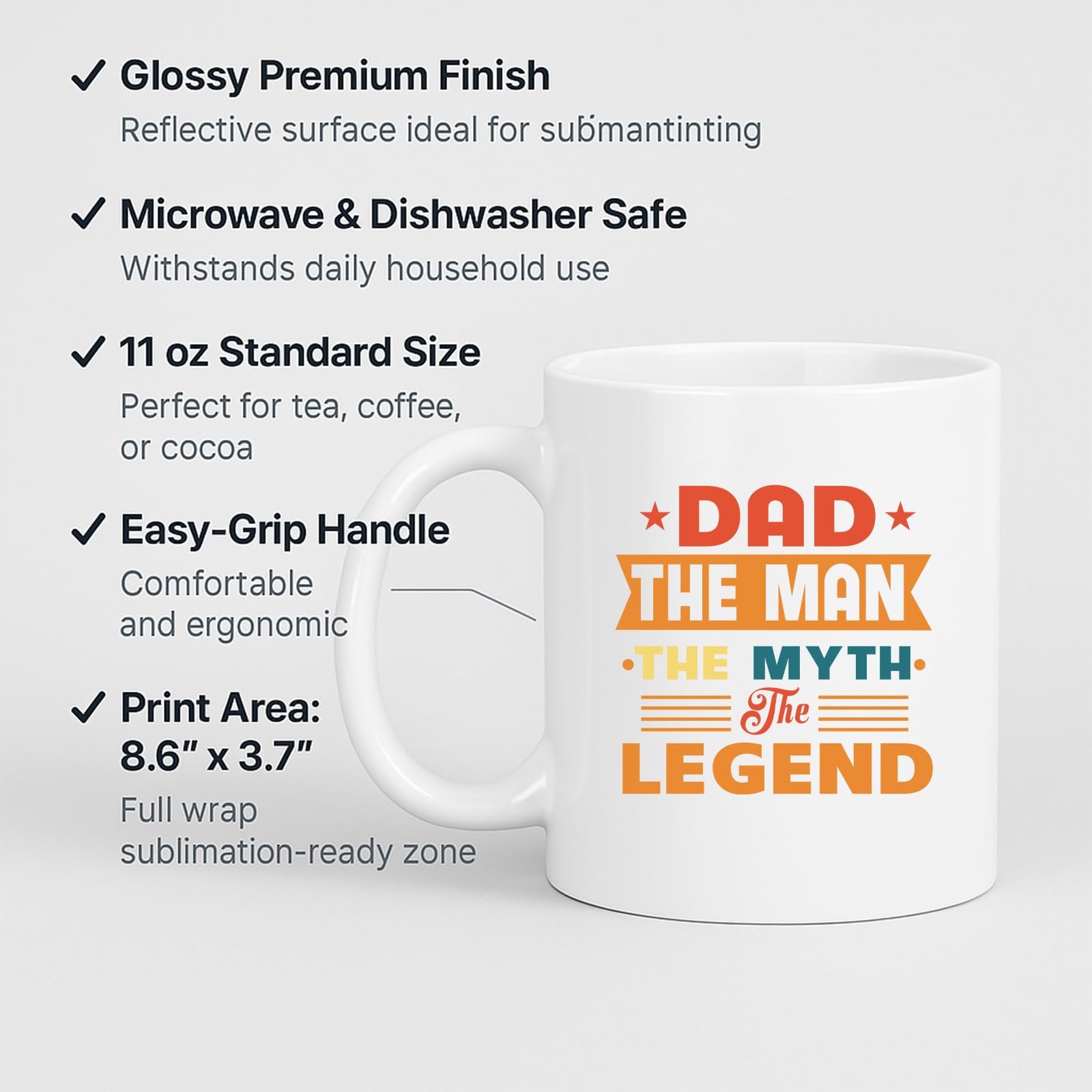 6143mceiyul.jpg Dad the Man the Myth the Legend Retro Mug – product photo 2