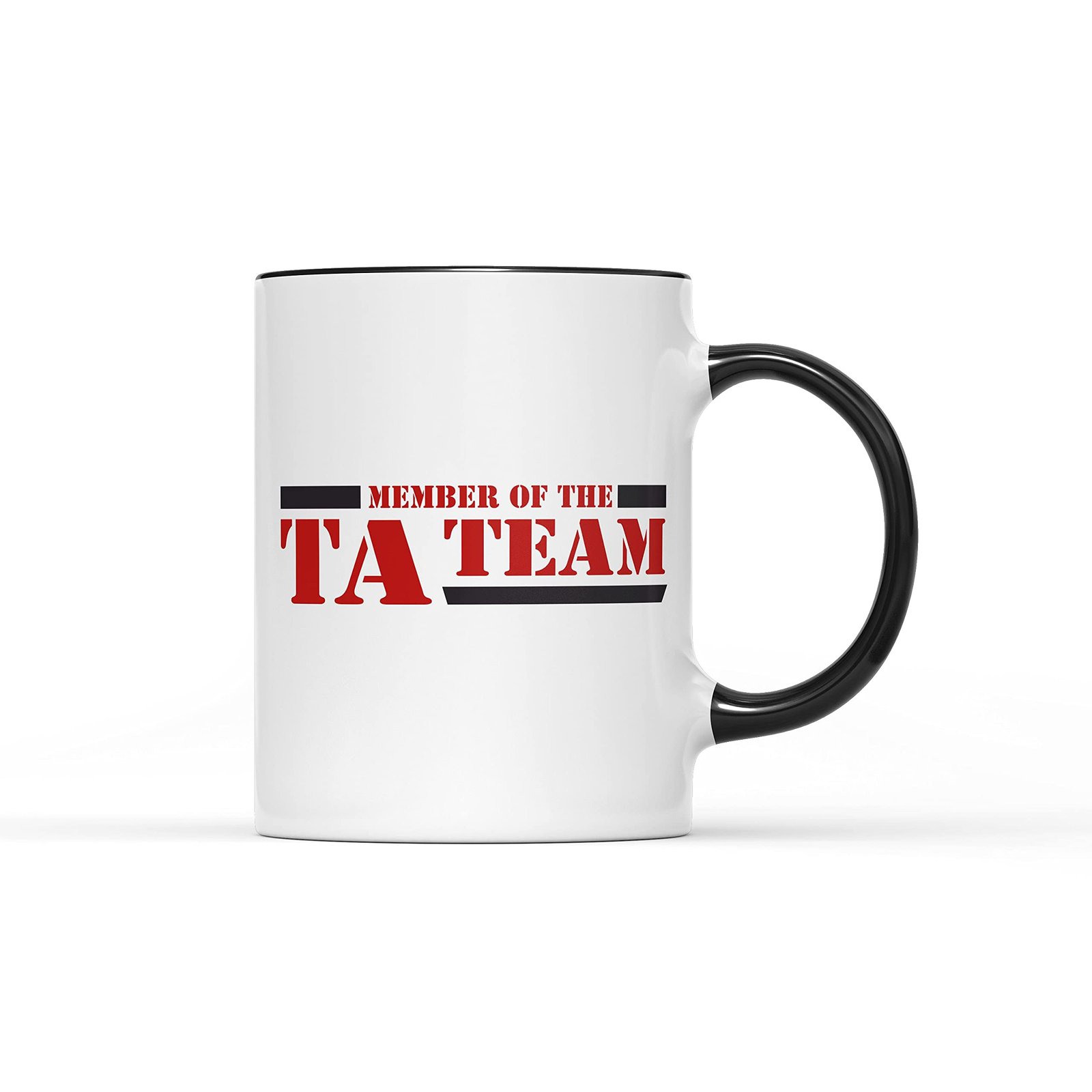 614axscjrbs.jpg White mug with a black handle and “Member of the TA Team” in red